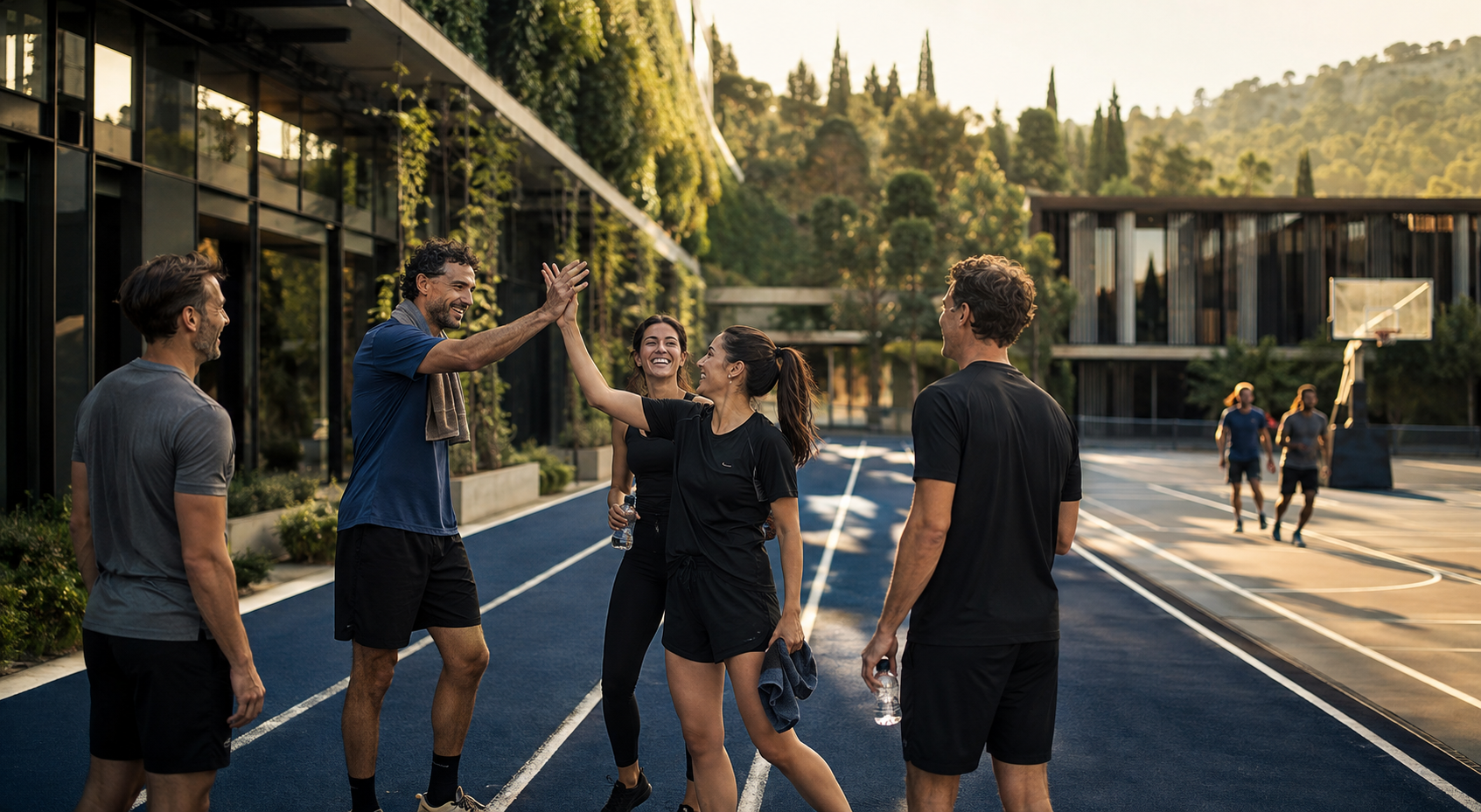 Un gruppo condivide un momento di soddisfazione dopo un’esperienza sportiva